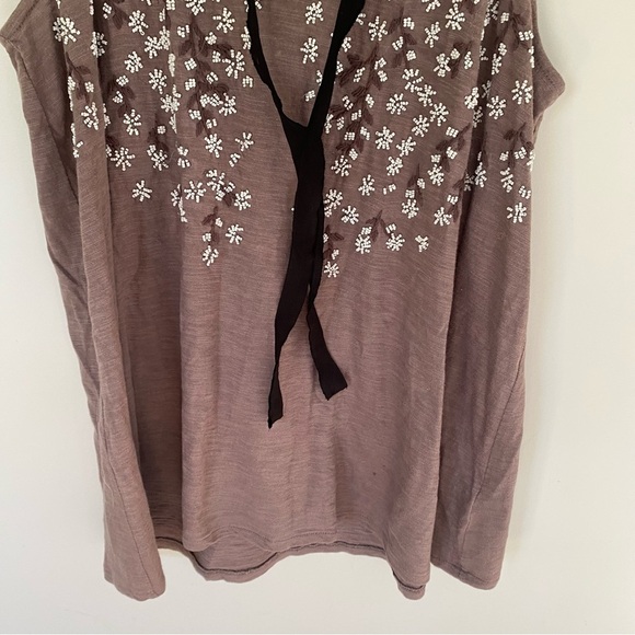 Free People Floral Tie Front Embellished Tank Top Size Large - Picture 7 of 7